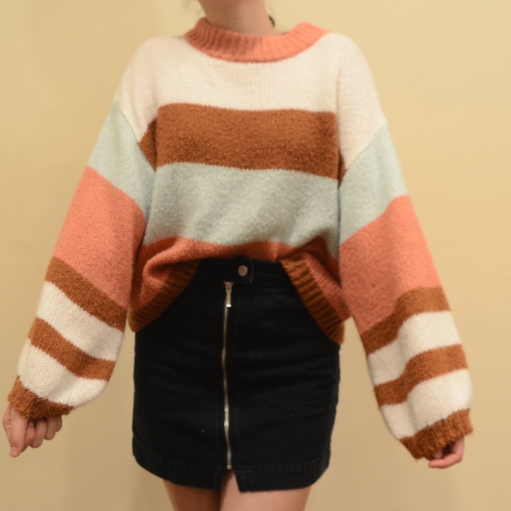 BP Chunky Striped Crew Neck Sweater